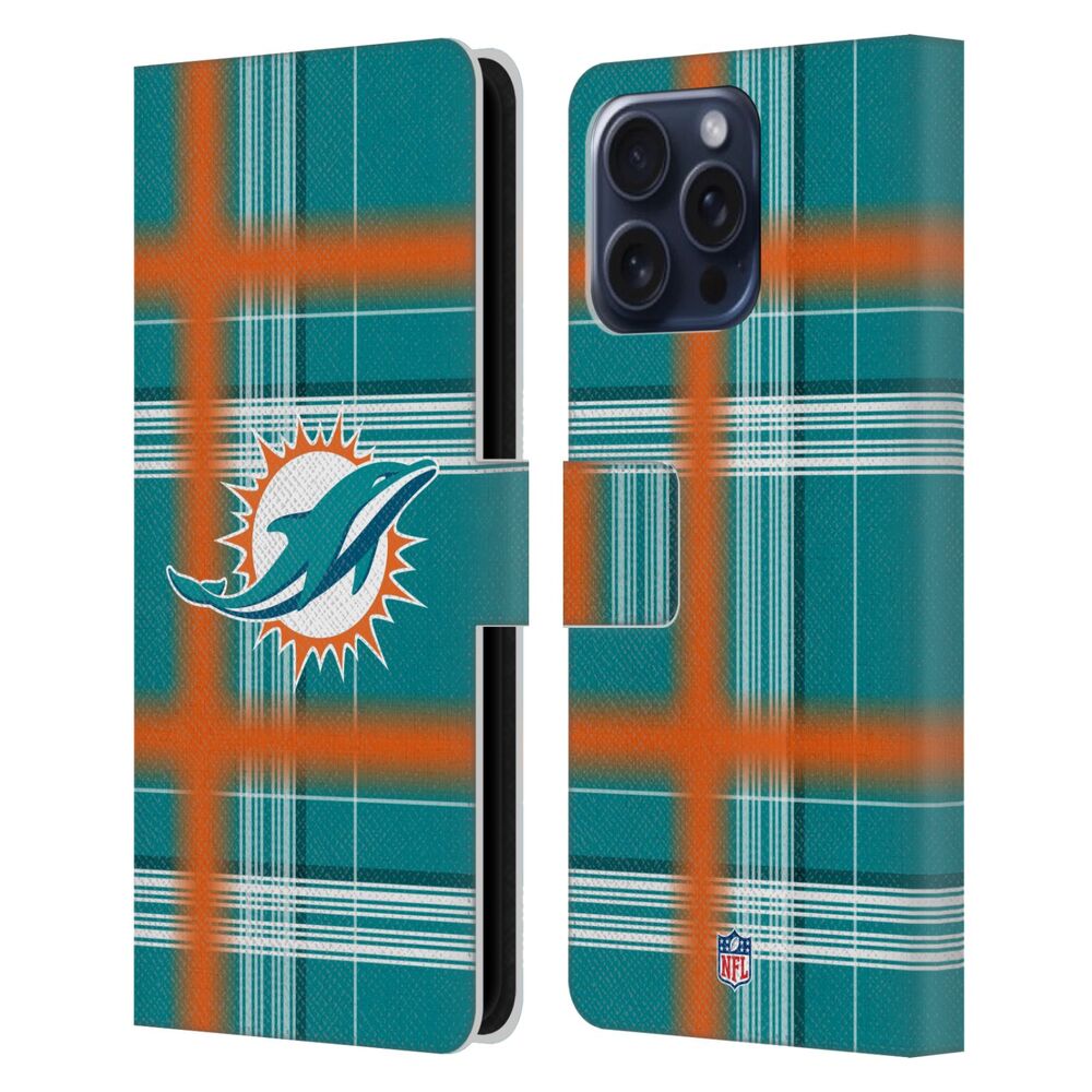 MIAMI DOLPHINS(NFL) マイアミドルフィンズ マイアミドルフィンズ - Plaid レザー手帳型 / Apple iPhoneケース - PGS